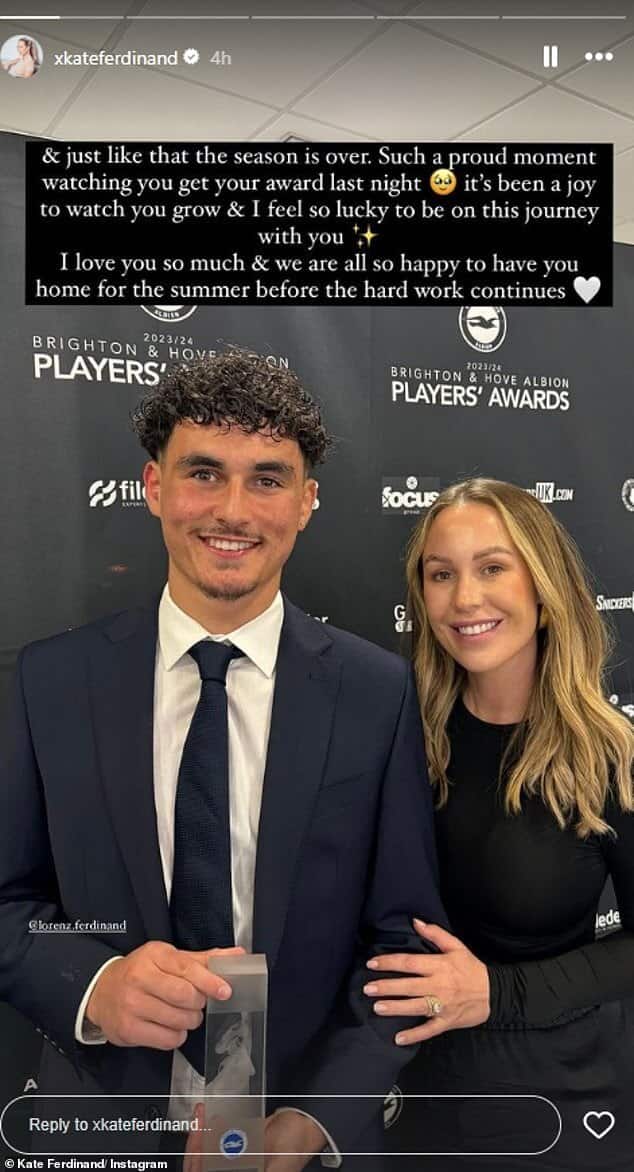 Кейт Фердинанд продемонстрировала свою крепкую связь с пасынком Лоренцем, похвалив его за достижения в Instagram в воскресенье.