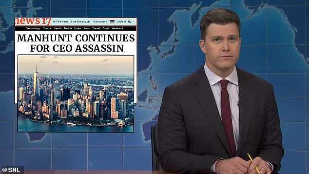 Колин Йост, который вместе с Майклом Че ведет выпускной выпуск Saturday Night Live, начал выпуск с высмеивания убийства генерального директора UnitedHealthcare.