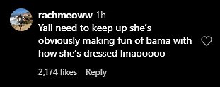 'Yall need to keep up she's obviously making fun of bama with how she's dressed lmaoooooooo,' a fan wrote