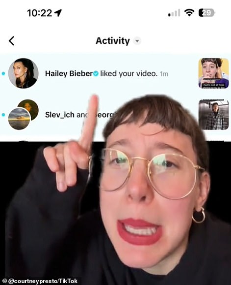 Последний случай произошел после того, как пользователь TikTok @courtneypresto заявил, что Хейли понравился клип, в котором она высмеивает Селену и Бенни, что она отрицает.